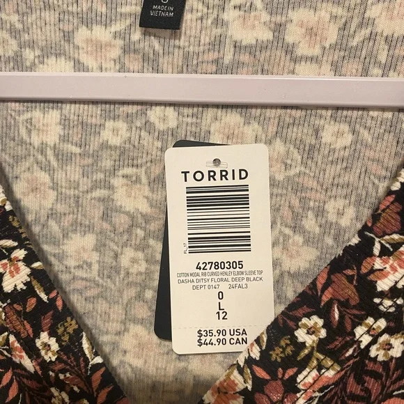 NWT Torrid Cotton Henley Elbow Sleeve Top in Women’s 0 (L12) - Picture 2 of 4